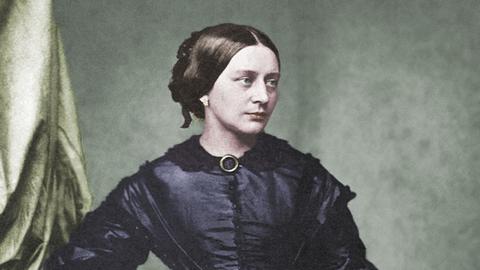 Gemälde-Portrait von Clara Schumann, Pianistin und Komponistin, 1858.