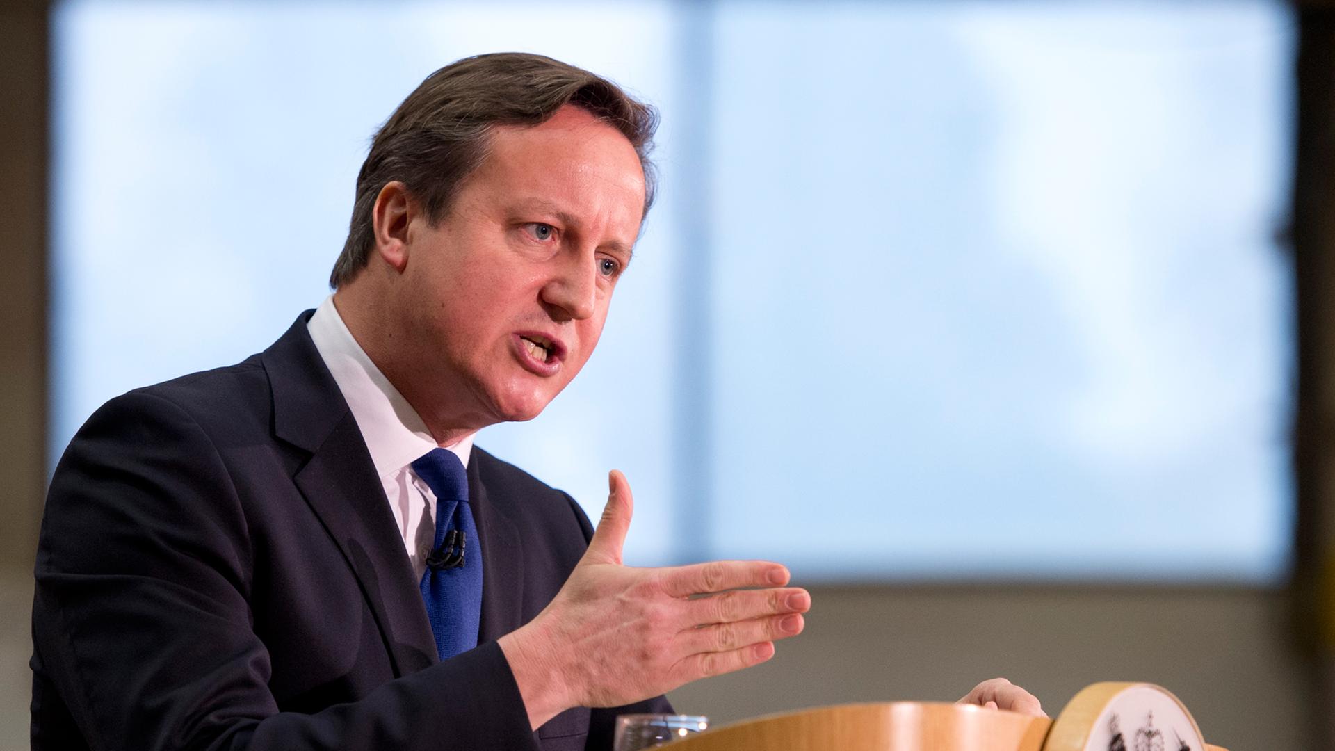 Der britische Premier Cameron bei seiner Rede in Rocester am 28.11.2014 Der britische Premier Cameron bei seiner Rede in Rocester am 28.11.2014