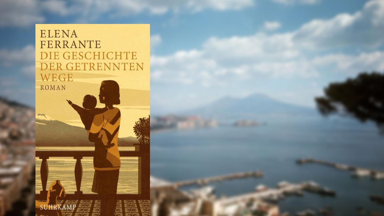 Elena Ferrante: "Die Geschichte der getrennten Wege" und der Vesuv bei Neapel im Hintergrund Elena Ferrante: "Die Geschichte der getrennten Wege" und der Vesuv bei Neapel im Hintergrund