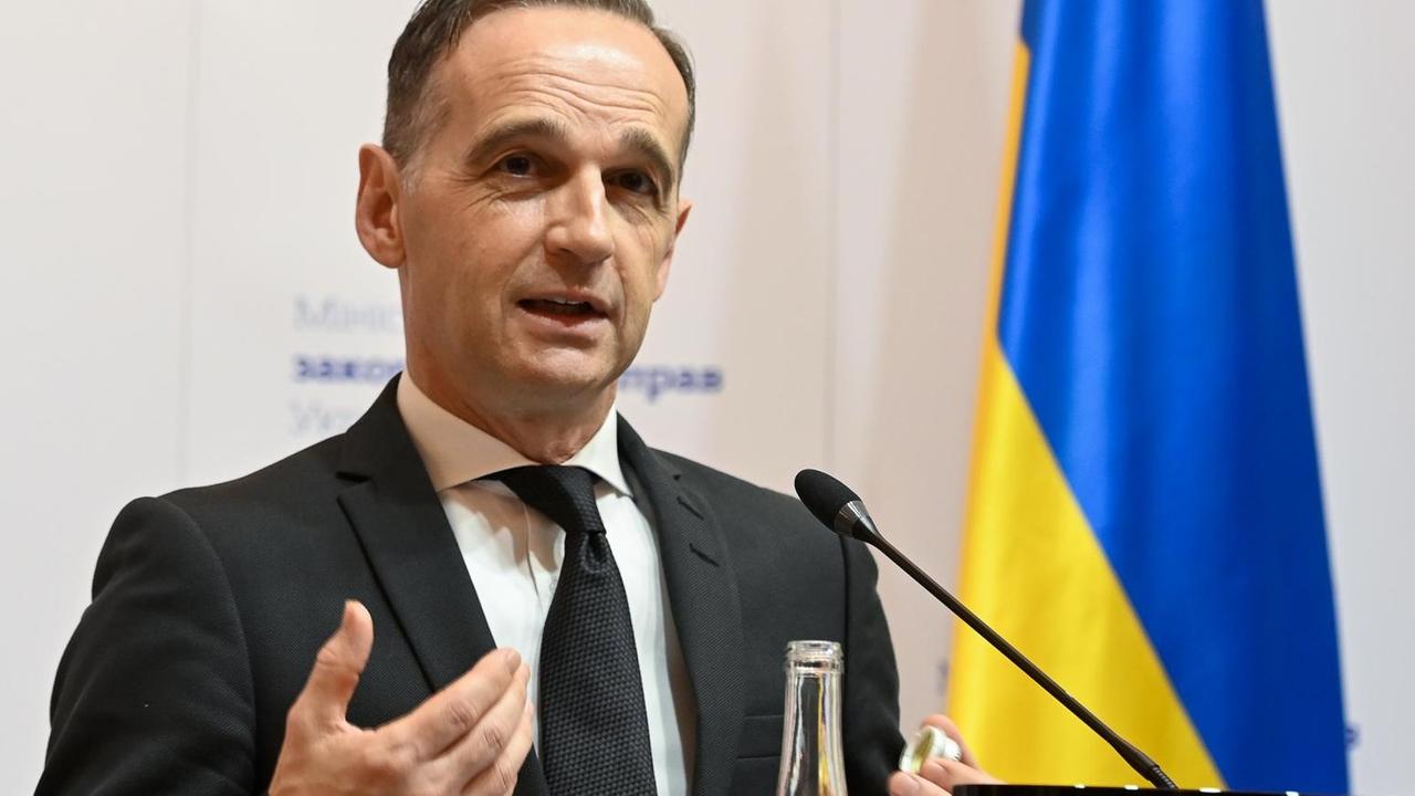 Bundesaußenminister Heiko Maas (SPD) bei einer Pressekonferenz zur Ukraine-Politik Bundesaußenminister Heiko Maas (SPD) bei einer Pressekonferenz zur Ukraine-Politik