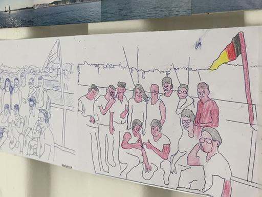 Zeichnungen junger Flüchtlinge im Rahmen des Projekts "Klangbild - Leben in der Fremde"