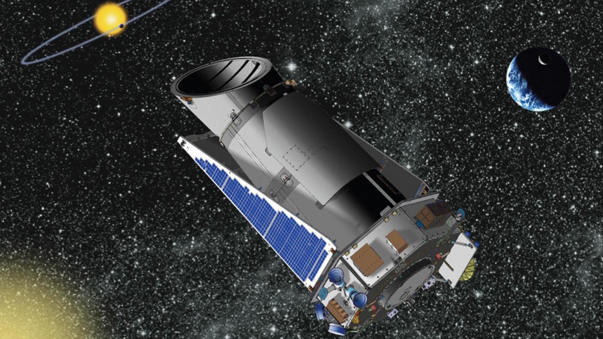 Zeichnung des Teleskops "Kepler" im Weltall Zeichnung des Teleskops "Kepler" im Weltall