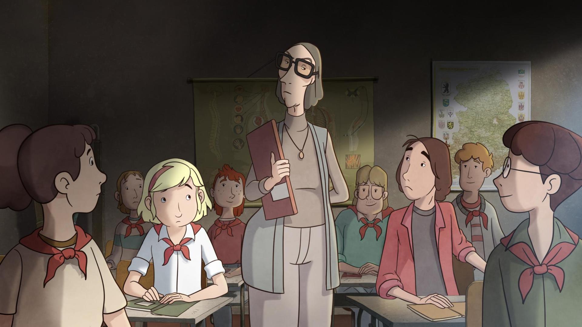 Bild aus dem Animationsfilm "Fritzi": Schüler in einer Klasse. Bild aus dem Animationsfilm "Fritzi": Schüler in einer Klasse.