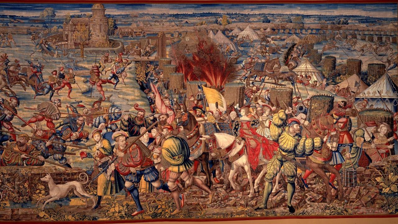 "Die Schlacht von Pavia" (Tapisserie 1525–31, Ausschnitt) von Bernard van Orley "Die Schlacht von Pavia" (Tapisserie 1525–31, Ausschnitt) von Bernard van Orley