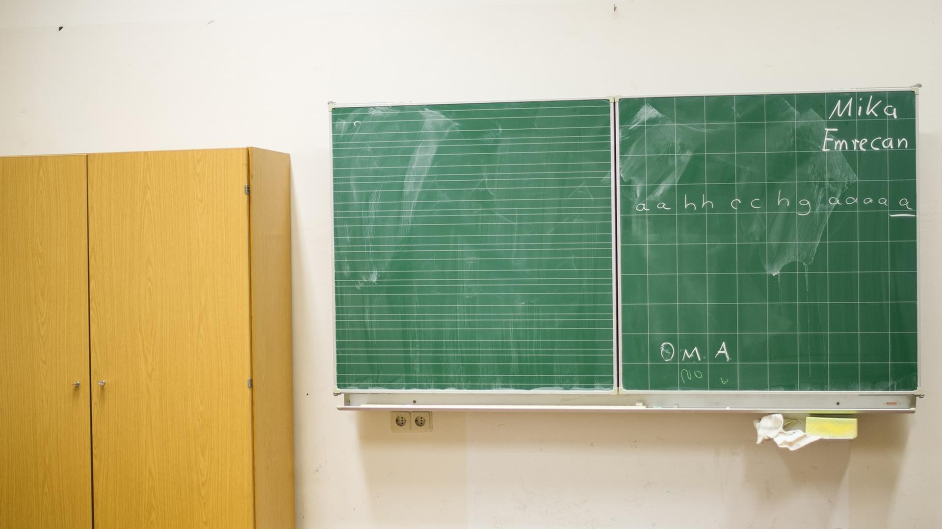 Ein Klassenzimmer mit Tafel. Ein Klassenzimmer mit Tafel.