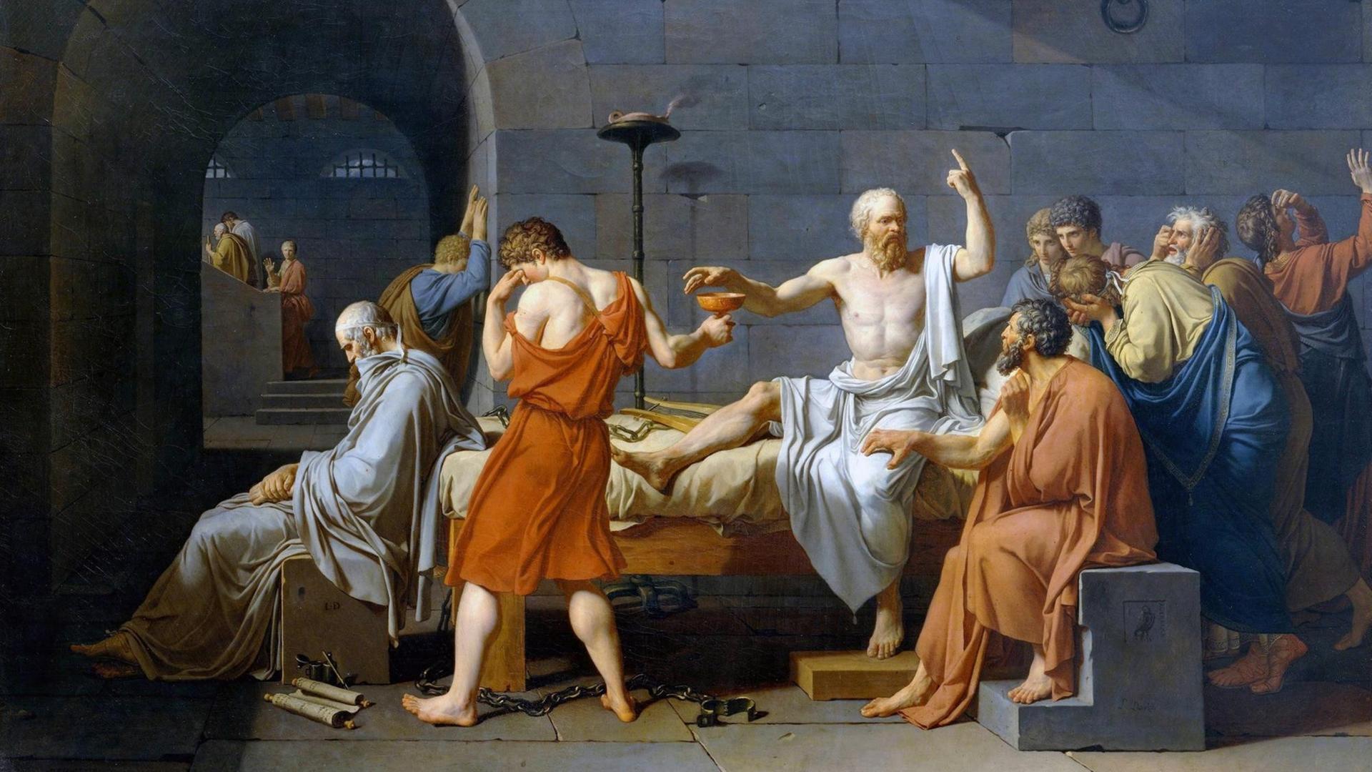 Das Gemälde "Der Tod des Sokrates" von Jacques-Louis David Das Gemälde "Der Tod des Sokrates" von Jacques-Louis David