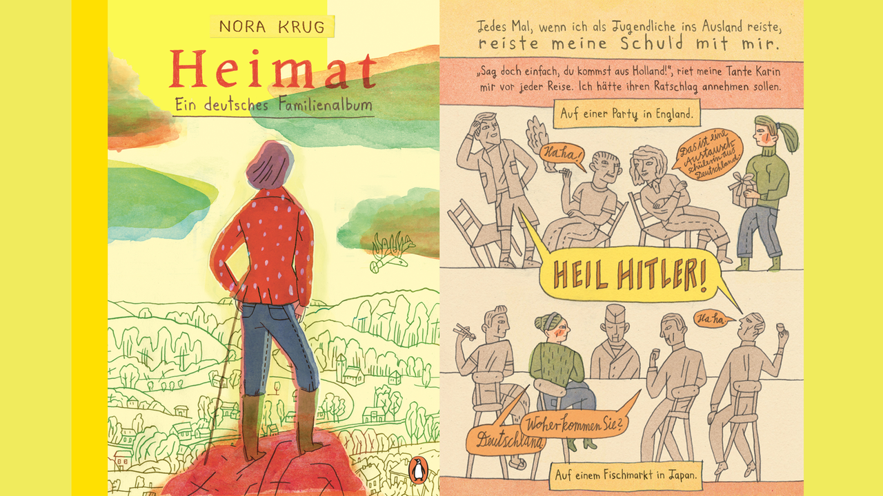 Cover von "Heimat" von Nora Krug und eine Buchseite aus "Heimat" (Collage) Cover von "Heimat" von Nora Krug und eine Buchseite aus "Heimat" (Collage)