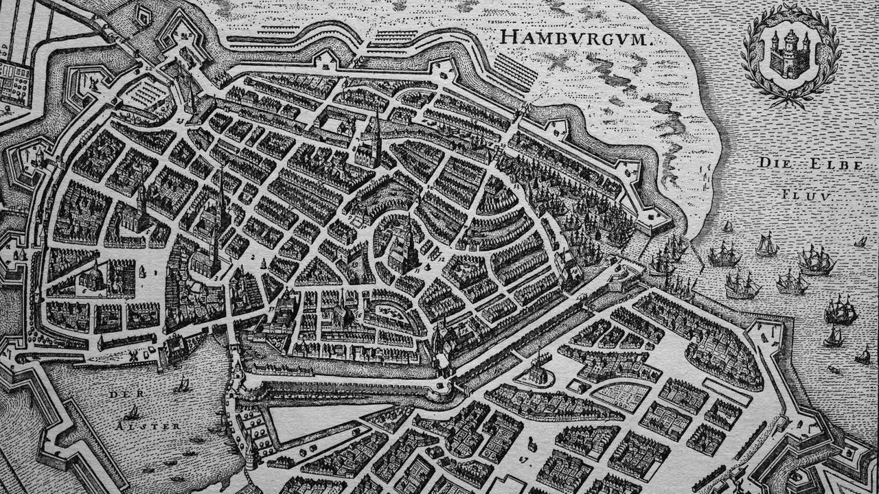 Stadtluft macht frei: Barocker Lageplan von Hamburg Stadtluft macht frei: Barocker Lageplan von Hamburg