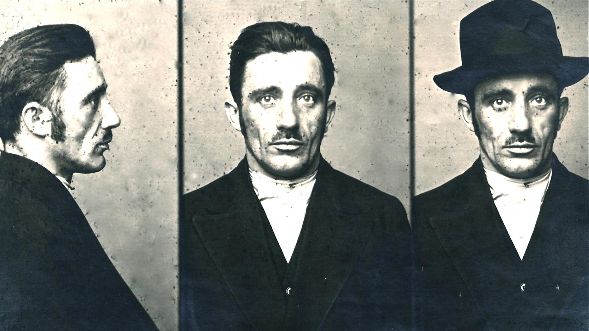 Viktor Kunz. Polizeifotos von 1921.