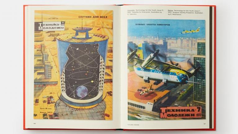Doppelseitenansicht aus dem Buch "Soviet Space Graphics".