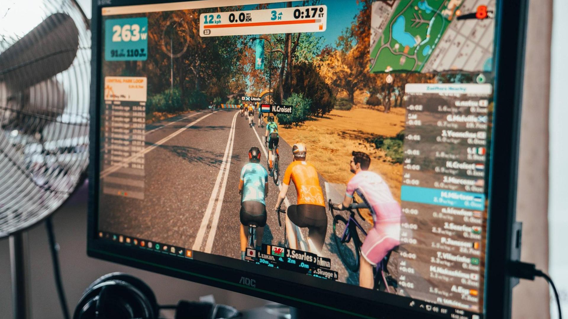 Ein virtuelles Radrennen. Ein virtuelles Radrennen.