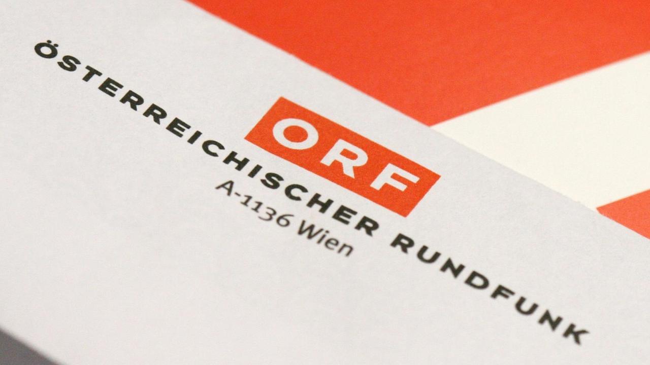 Logo und Schriftzug als Absender auf einem Briefumschlag der österreichischen Rundfunkanstalt ORF. Logo und Schriftzug als Absender auf einem Briefumschlag der österreichischen Rundfunkanstalt ORF.
