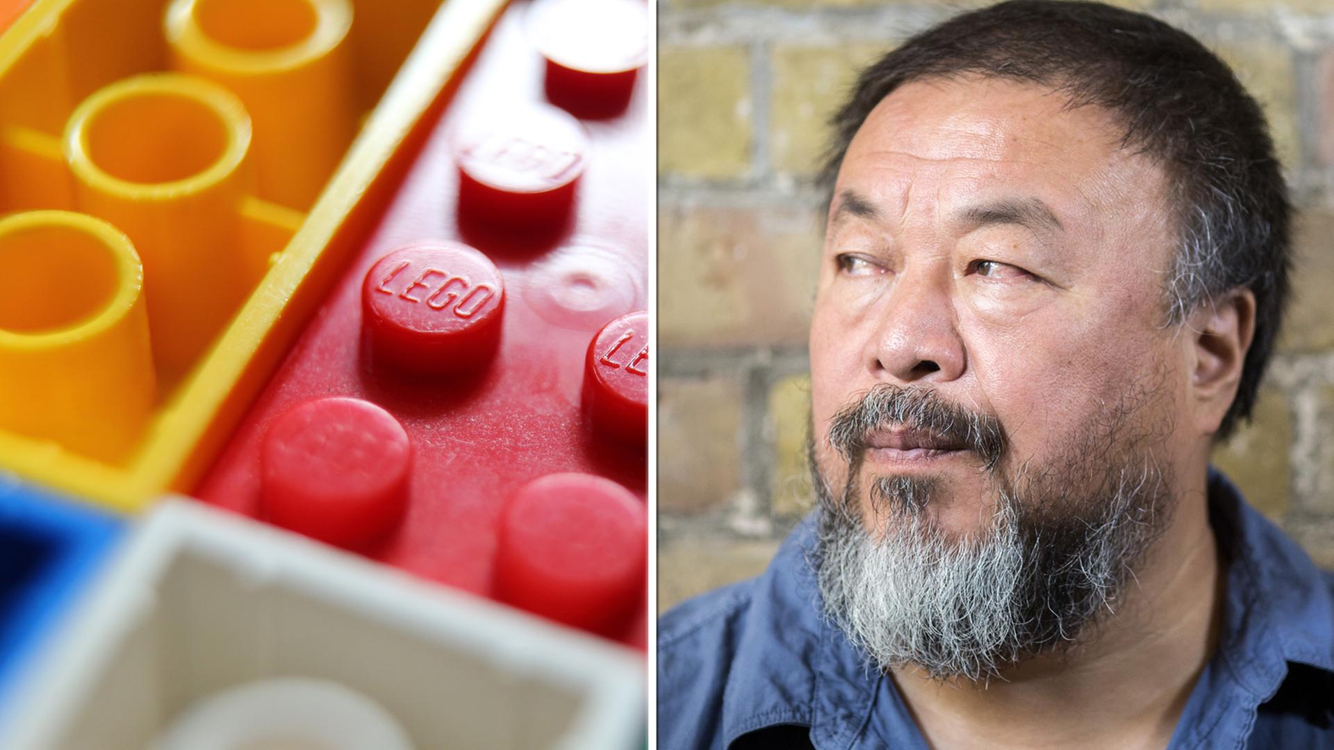 Der chinesische Künstler Ai Weiwei, links im Bild: Lego-Steine Der chinesische Künstler Ai Weiwei, links im Bild: Lego-Steine