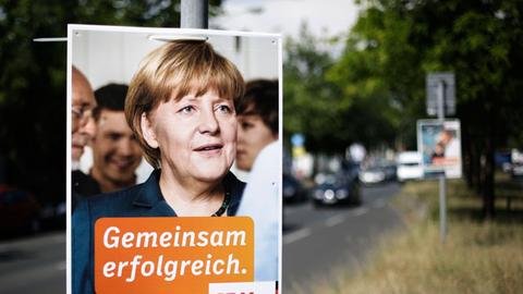 Wahlplakat der CDU: Von der Entpolitisierung des Wahlkampfs profitiert niemand so sehr wie die amtierende Kanzlerin.