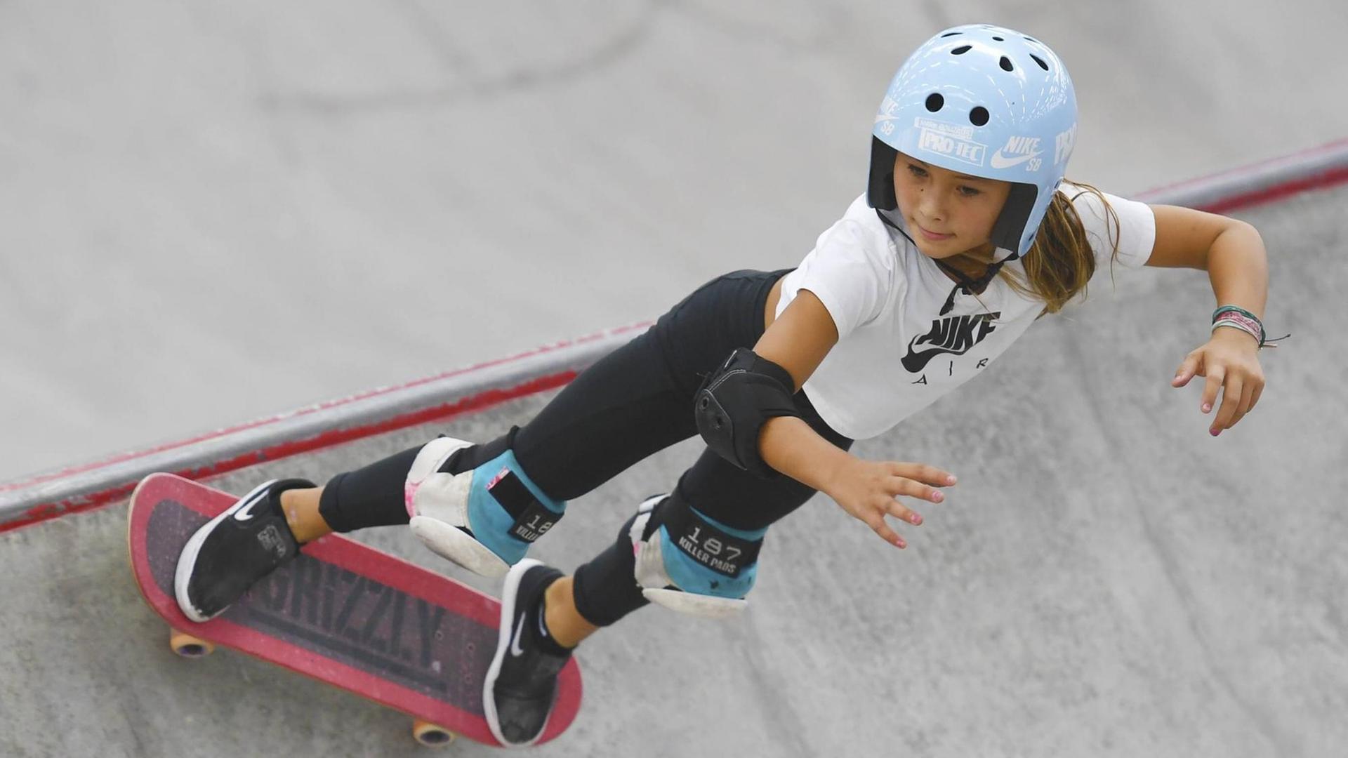 Die elfjährige Sky Brown ist die jüngste Profi-Skateboarderin der Welt. Die elfjährige Sky Brown ist die jüngste Profi-Skateboarderin der Welt.