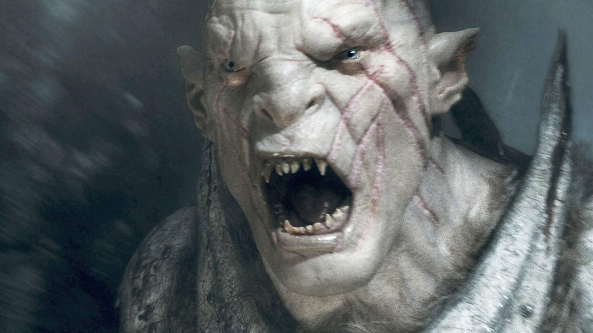 Filmszene aus "Hobbit - Die Schlacht der fünf Heere": ein Ork brüllt Filmszene aus "Hobbit - Die Schlacht der fünf Heere": ein Ork brüllt