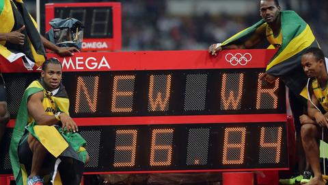 Neuer Weltrekord der jamakainischen Sprinter über 4 x 100 Meter.