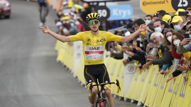 Tour de France: Der Slowene Tadej Pogacar im gelben Trikot.