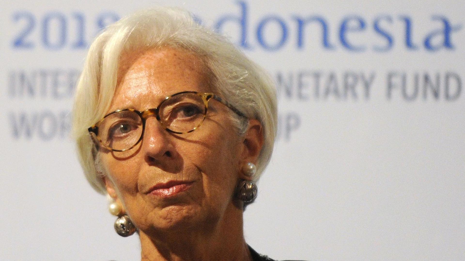 IWF-Chefin Christine Lagarde bei der IWF-Jahrestagung auf Bali, Indonesien am 10.10.2018
