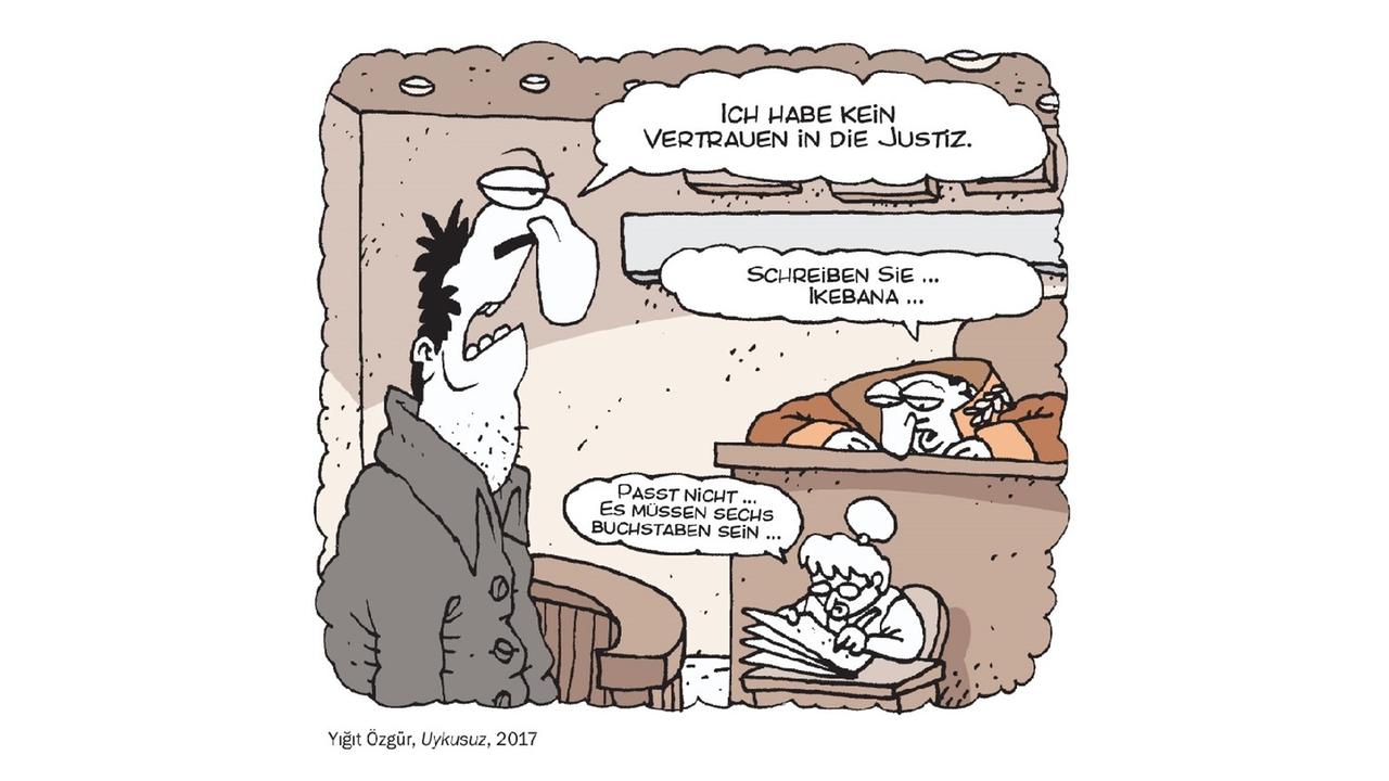 Kritik an der türkischen Justiz übt der Karikaturist Yigit Özgür.