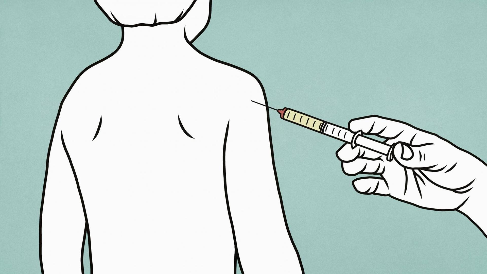 Illustration einer Impfung bei einem Kind. Illustration einer Impfung bei einem Kind.