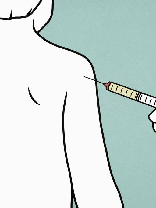 Illustration einer Impfung bei einem Kind.