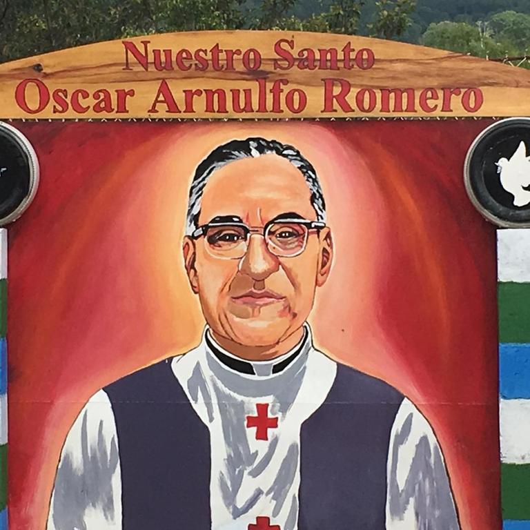 Ein Graffiti in Ciudad Barrios zeigt den Erzbischof Romero.