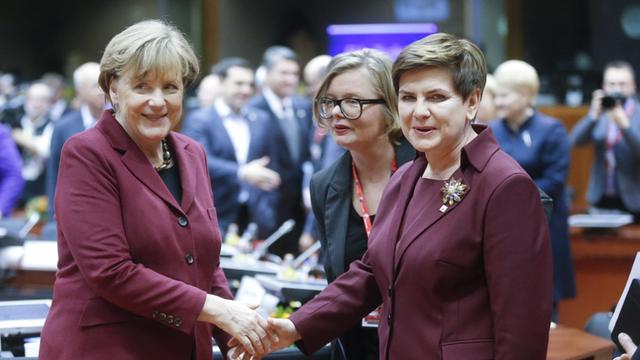 Bundeskanzlerin Merkel mit der polnischen Ministerpräsidentin Szydlo in Berlin.