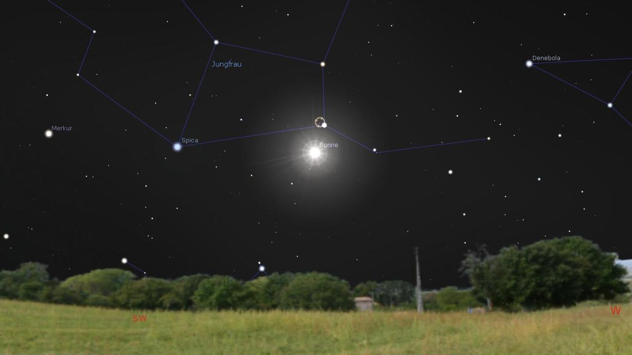 Der Asteroid (3467) Bernheim steht heute knapp oberhalb der Sonne und ist nachts nicht zu sehen Der Asteroid (3467) Bernheim steht heute knapp oberhalb der Sonne und ist nachts nicht zu sehen
