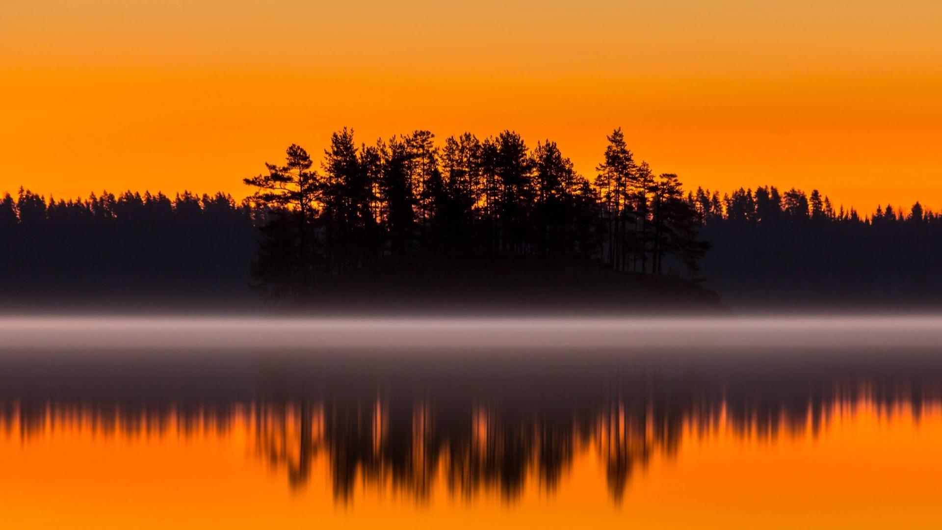 Morgendunst am Salajärvi in Finnland Morgendunst am Salajärvi in Finnland