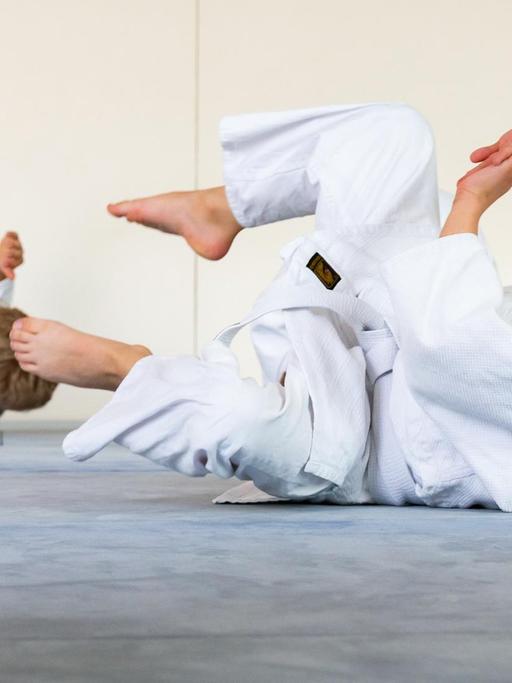 Kinder und Jugendliche des TSV Reinbek trainieren zusammen die japanische Kampfkunst Aikido.