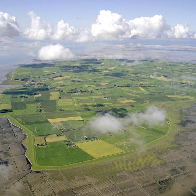 Luftbild der Insel Pellworm.