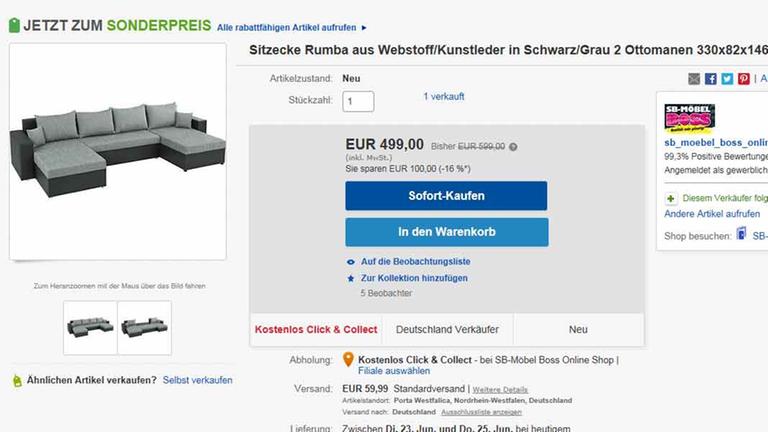 Beim Online-Auktionshaus kann man die Sitzecke Rumba für knapp 500 Euro kaufen.