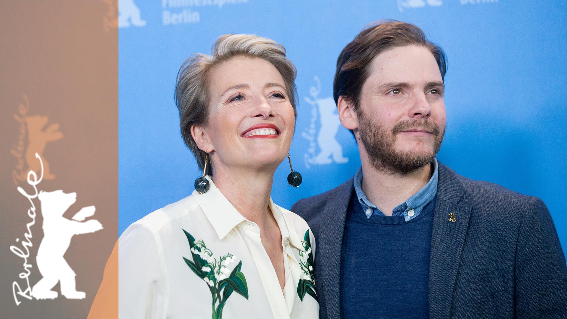 Emma Thompson und Daniel Brühl auf den 66. Internationalen Filmfestspielen Berlin. Sie spielen im Film "Jeder stirbt für sich allein" ("Alone in Berlin"). Die Verfilmung von Hans Falladas Roman wurde im Wettbewerb der Berlinale 2015 gezeigt.