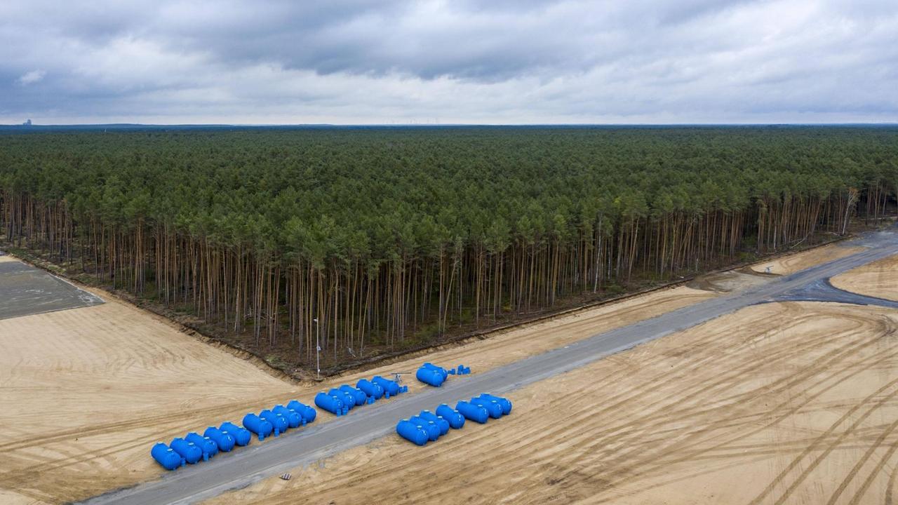 Deutschland, Brandenburg, Tesla Gigafactory Berlin-Brandenburg im Bau, 25.09.2020 Deutschland, Brandenburg, Tesla Gigafactory Berlin-Brandenburg im Bau, 25.09.2020