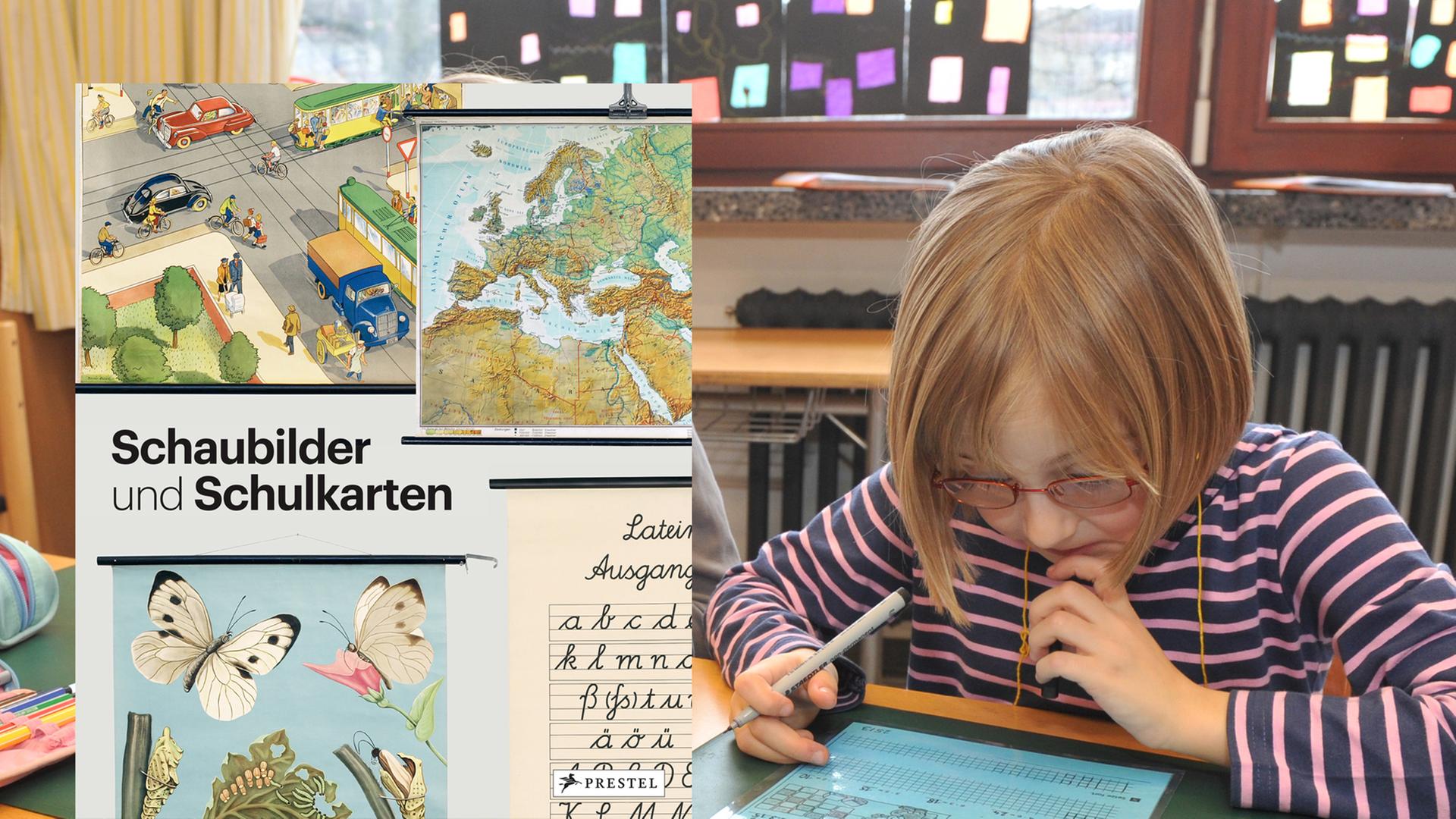 Das Cover des Buches von Ina Katharina Uphoff und Nicola von Velsen "Schaubilder und Schulkarten", im Hintergund eine Schülerin 2011 bei der Arbeit im Klassenraum in der Grundschule Burmesterstraße in München. Das Cover des Buches von Ina Katharina Uphoff und Nicola von Velsen "Schaubilder und Schulkarten", im Hintergund eine Schülerin 2011 bei der Arbeit im Klassenraum in der Grundschule Burmesterstraße in München.