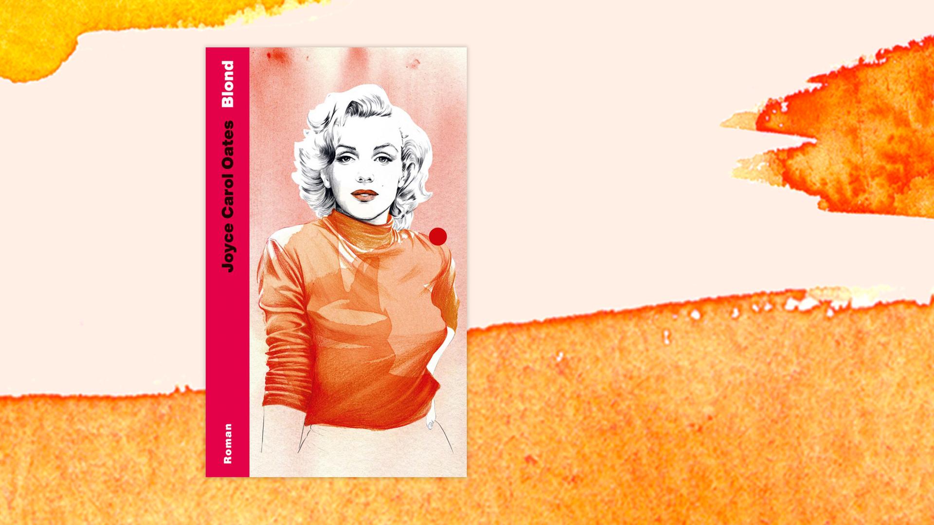 Das Buchcover "Blond" von Joyce Carol Oates ist vor einem grafischen Hintergrund zu sehen.
