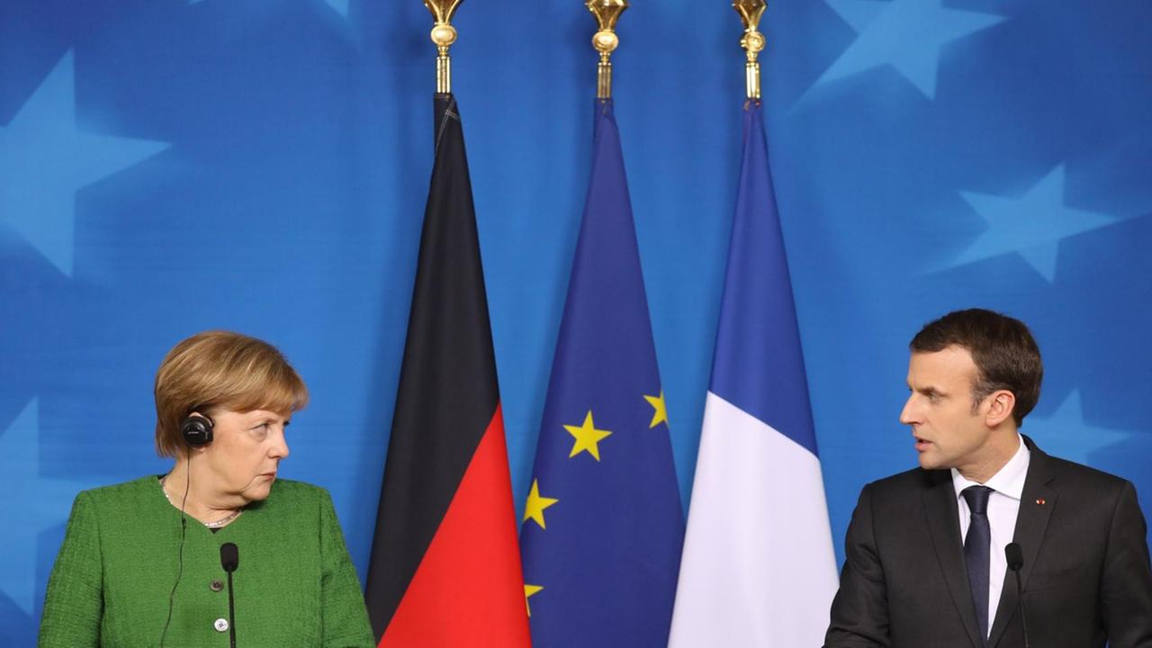 Bundeskanzlerin Angela Merkel und Frankreichs Präsident Emmanuel Macron im März in Paris.