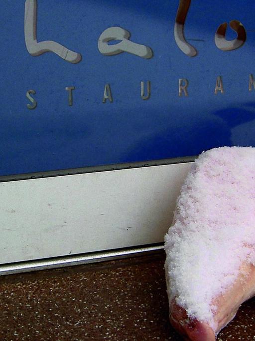 Unbekannte legten im Winter 2006/2007 einen Schweinekopf mit "Judenstern" vor dem Chemnitzer Restaurant Schalom ab
