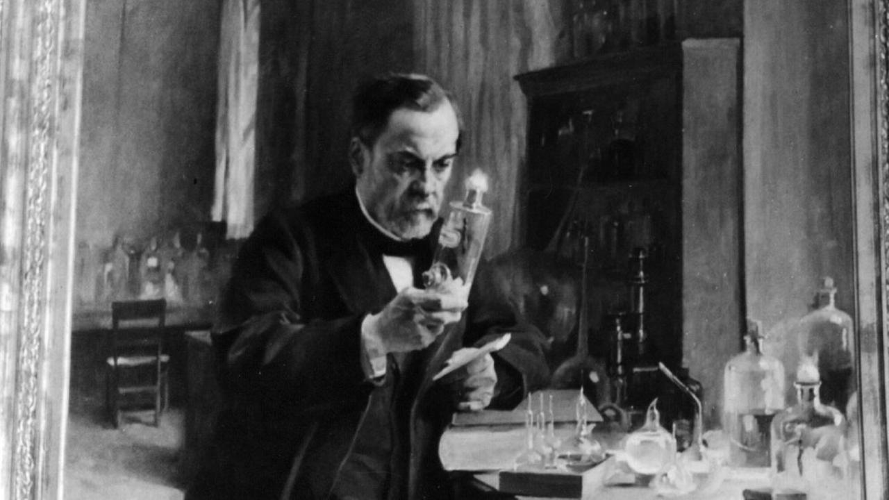 Ein Gemälde zeigt den französischen Chemiker und Mikrobiologen Louis Pasteur in seinem Labor Ein Gemälde zeigt den französischen Chemiker und Mikrobiologen Louis Pasteur in seinem Labor