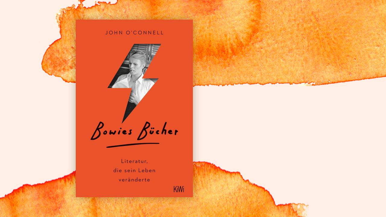 Das Cover von John O’Connells "Bowies Bücher. Literatur die sein Leben veränderte” vor Deutschlandfunk Kultur Hintergrund.