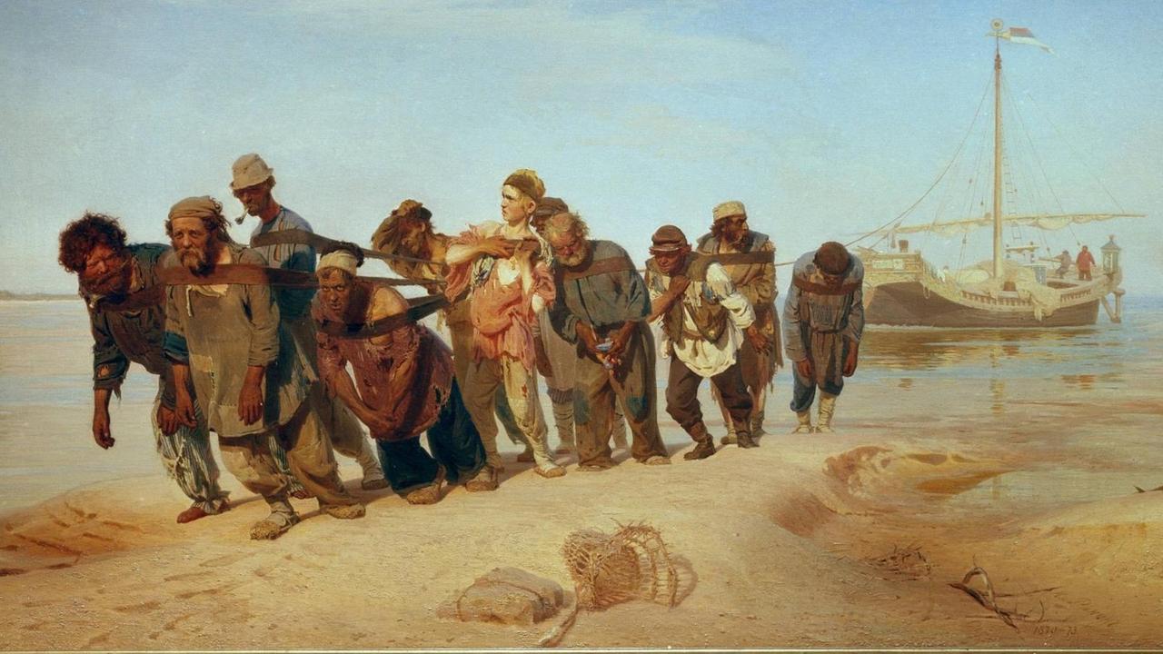 "Die Wolgatreidler": Dieses Gemälde über das Elend der Landbevölkerung machte den russischen Künstler Ilja Repin berühmt. "Die Wolgatreidler": Dieses Gemälde über das Elend der Landbevölkerung machte den russischen Künstler Ilja Repin berühmt.