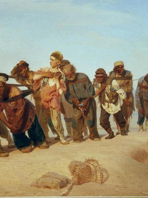 "Die Wolgatreidler": Dieses Gemälde über das Elend der Landbevölkerung machte den russischen Künstler Ilja Repin berühmt.