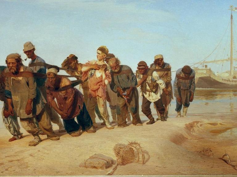 "Die Wolgatreidler": Dieses Gemälde über das Elend der Landbevölkerung machte den russischen Künstler Ilja Repin berühmt.