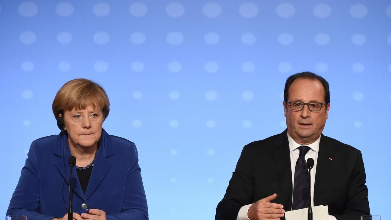 Bundeskanzlerin Angela Merkel und der französische Präsident Francois Hollande. Bundeskanzlerin Angela Merkel und der französische Präsident Francois Hollande.