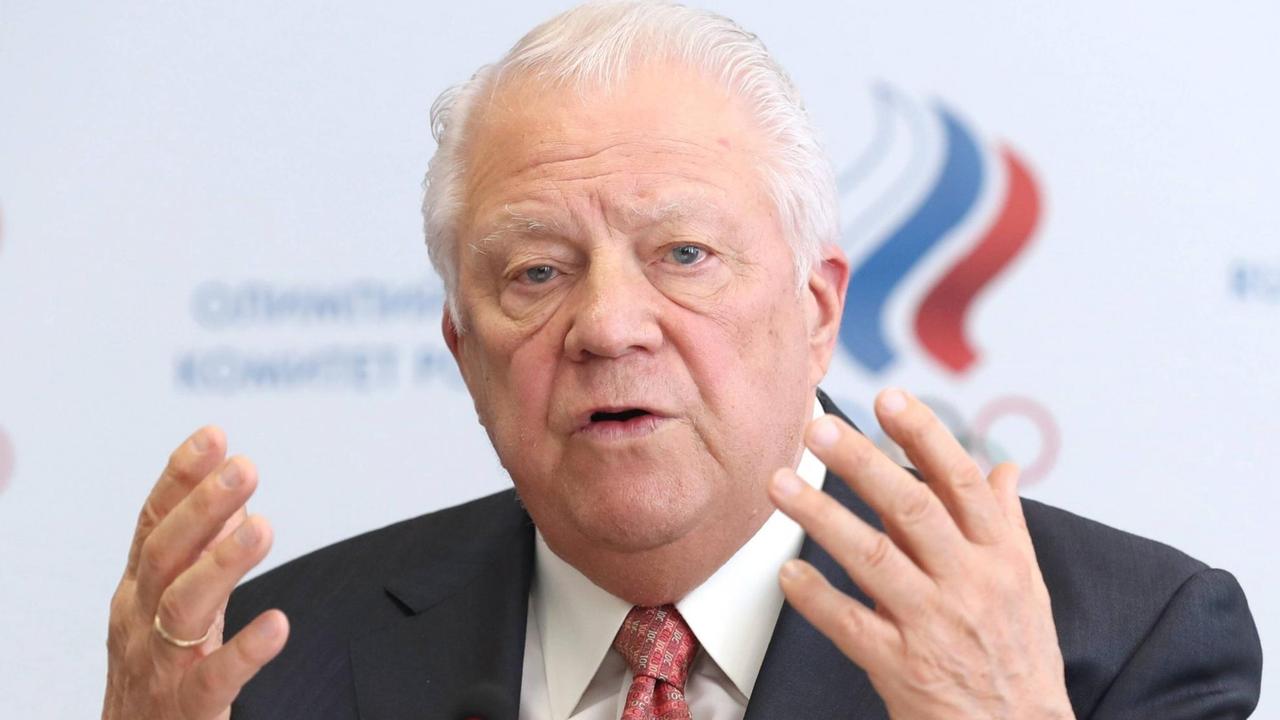 Der Vorsitzende der russischen Anti-Doping-Kommission, Witalij Smirnow, spricht bei einer Pressekonferenz am 31. Juli 2017. Der Vorsitzende der russischen Anti-Doping-Kommission, Witalij Smirnow, spricht bei einer Pressekonferenz am 31. Juli 2017.