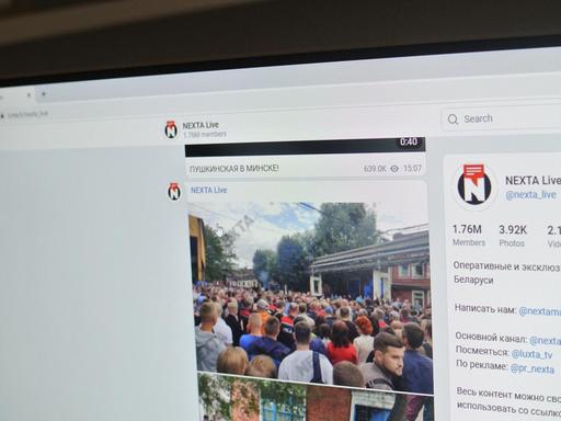 Der Telegram-Kanal "Nexta Live" auf einem Computerbildschirm