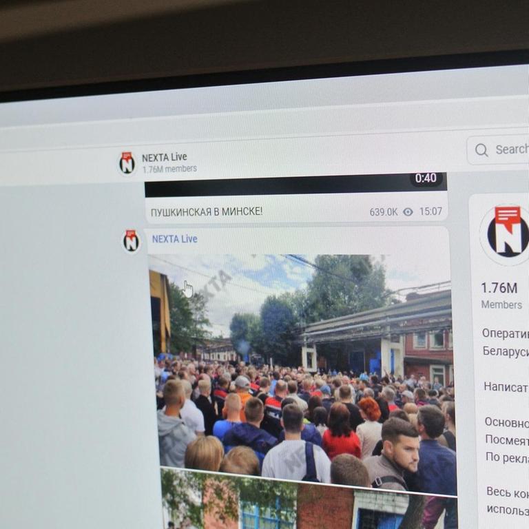 Der Telegram-Kanal "Nexta Live" auf einem Computerbildschirm