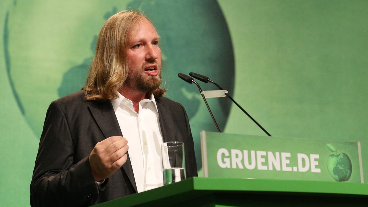 Anton Hofreiter, Fraktionsvorsitzender von Bündnis 90/Die Grünen im Bundestag, spricht auf dem Bundesparteitag von Bündnis 90/Die Grünen in Hamburg.