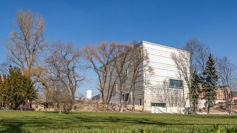 Der Neubau des Bauhaus-Museums im thüringischen Weimar, aufgenommen im März 2019 Der Neubau des Bauhaus-Museums im thüringischen Weimar, aufgenommen im März 2019
